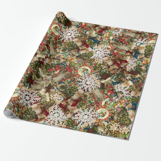 Victoriaans kerstmis cadeaupapier (Uitgerold)