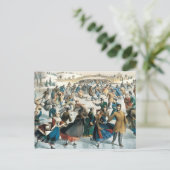 Victoriaans Kerstmis Central Park Currier & Ives Briefkaart (Staand voorkant)