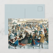 Victoriaans Kerstmis Central Park Currier & Ives Briefkaart (Voorkant / Achterkant)