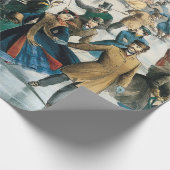 Victoriaans Kerstmis Central Park Currier & Ives Cadeaupapier (Hoek)