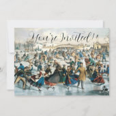 Victoriaans Kerstmis Central Park Currier & Ives Kaart (Voorkant)