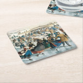 Victoriaans Kerstmis Central Park Currier & Ives Kartonnen Onderzetters (Schuin)