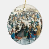 Victoriaans Kerstmis Central Park Currier & Ives Keramisch Ornament (Links)