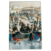 Victoriaans Kerstmis Central Park Currier & Ives Medium Cadeauzakje (Achterkant)