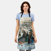 Victoriaans Kerstmis Central Park Currier & Ives Schort (Gedragen)