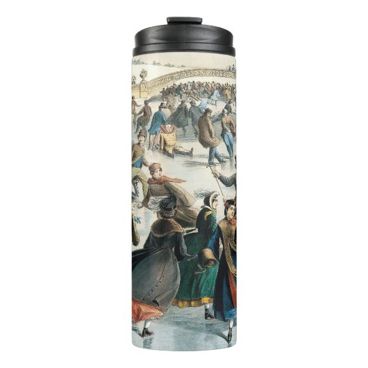 Victoriaans Kerstmis Central Park Currier & Ives Thermosbeker (Voorkant)