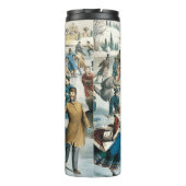 Victoriaans Kerstmis Central Park Currier & Ives Thermosbeker (Achterkant)