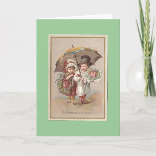 Victoriaans Kerstmis Feestdagen Kaart (Voorkant)