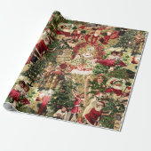 Victoriaans Kerstmis in karmozijn Cadeaupapier (Uitgerold)