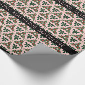 Victoriaans Kerstmis  in roze monogram Cadeaupapier (Hoek)