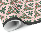 Victoriaans Kerstmis  in roze monogram Cadeaupapier (Rol Hoek)