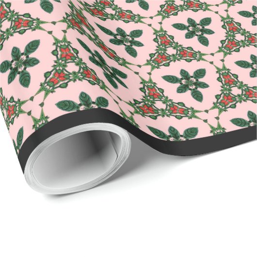 Victoriaans Kerstmis  in roze monogram Cadeaupapier (Rol Hoek)