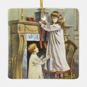 Victoriaans Kerstmis, Kinderen Kerstmispijpen Keramisch Ornament (Voorkant)