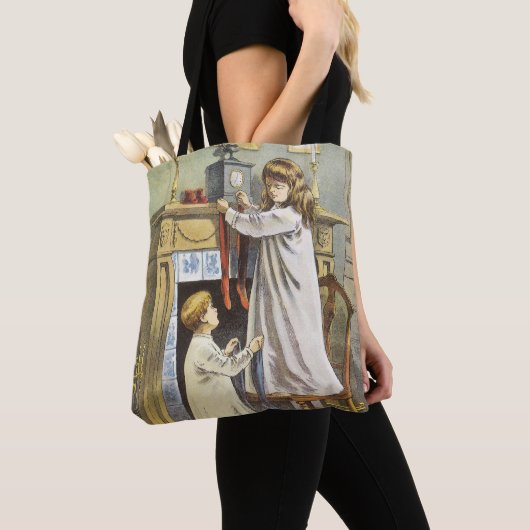 Victoriaans Kerstmis, Kinderen Kerstmispijpjes Tote Bag (Dichtbij)