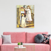 Victoriaans Kerstmis, Kinderen Kerstsokken Canvas Afdruk (Insitu (Woonkamer))
