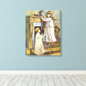 Victoriaans Kerstmis, Kinderen Kerstsokken Canvas Afdruk (Insitu (Houten vloer))