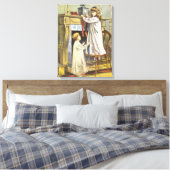 Victoriaans Kerstmis, Kinderen Kerstsokken Canvas Afdruk (Insitu (Slaapkamer))