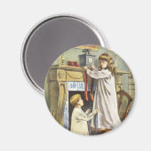 Victoriaans Kerstmis, Kinderen Kerstsokken Magneet (Voorkant / Achterkant)