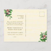 Victoriaans Kerstmis Meisje Holly Bericht Briefkaart (Achterkant)