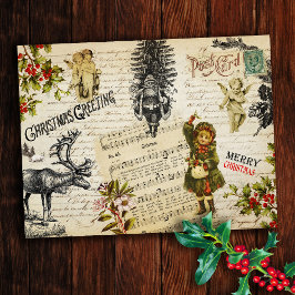  Victoriaans Kerstmis Meisje Holly Bericht Briefkaart