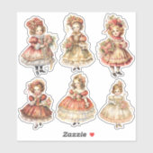 Victoriaans Kerstmis Meisjes Junk Journal Ephemera Sticker (Vel)