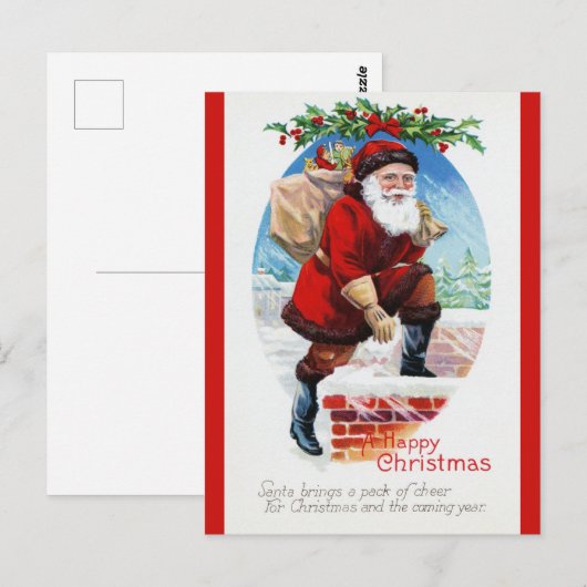 Victoriaans Kerstmis met de  kerstman Briefkaart (Voorkant / Achterkant)