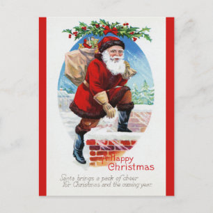 Victoriaans Kerstmis met de kerstman Briefkaart