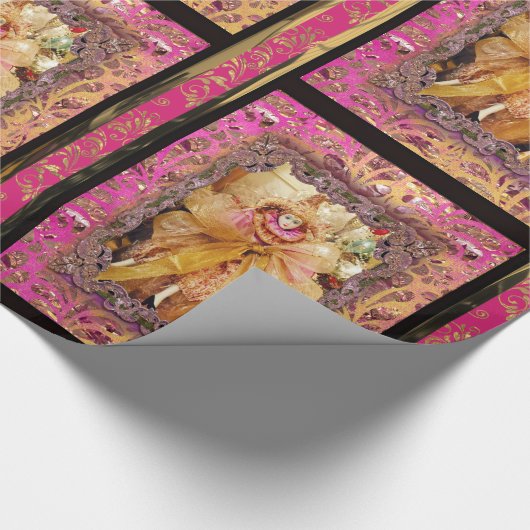 Victoriaans Kerstmis met een maandoek Cadeaupapier (Hoek)