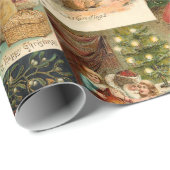 Victoriaans kerstmis met kinderen collage cadeaupapier (Rol Hoek)