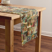 Victoriaans kerstmis met kinderen collage lange tafelloper (Voorbeeld)