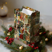 Victoriaans kerstmis met kinderen collage medium cadeauzakje