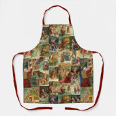 Victoriaans kerstmis met kinderen collage schort (Voorkant)