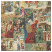 Victoriaans kerstmis met kinderen collage stof (Close Up)