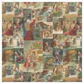 Victoriaans kerstmis met kinderen collage stof (Swatch)