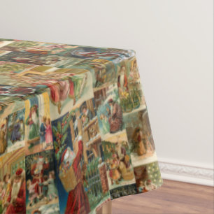 Victoriaans kerstmis met kinderen collage tafelkleed