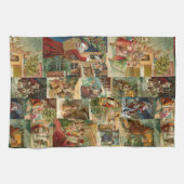 Victoriaans kerstmis met kinderen collage theedoek (Horizontaal)