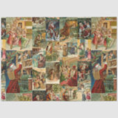 Victoriaans kerstmis met kinderen collage tissuepapier (Voorkant)