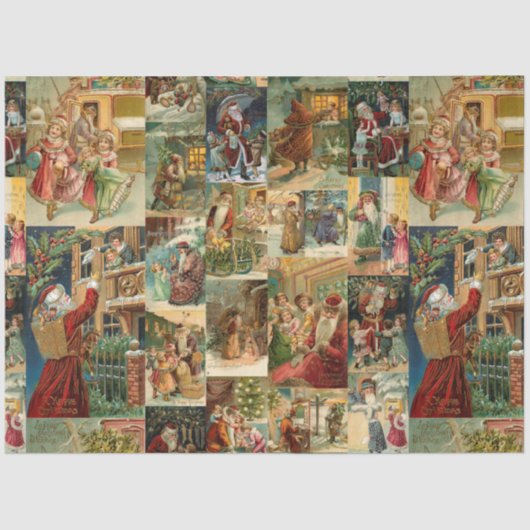 Victoriaans kerstmis met kinderen collage tissuepapier (Voorkant)