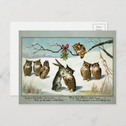 Victoriaans kerstmis met Mistletoe Briefkaart (Voorkant / Achterkant)