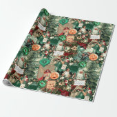  Victoriaans Kerstmis Radiance Collage Cadeaupapier (Uitgerold)
