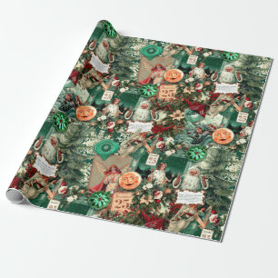 Victoriaans Kerstmis Radiance Collage Cadeaupapier