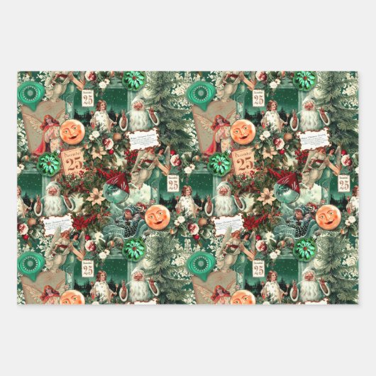  Victoriaans Kerstmis Radiance Collage Inpakpapier Vel (Voorkant 2)