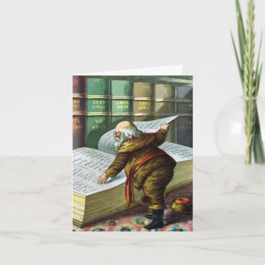  Victoriaans Kerstmis, Santa Claus Dank je Bedankkaart (Voorkant)