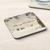  Victoriaans Kerstmis Winter Scene Bier Onderzetter (Linkerzijde)