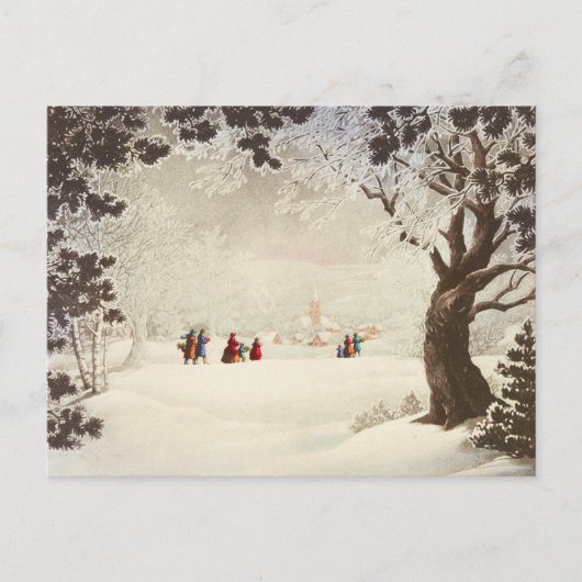  Victoriaans Kerstmis Winter Scene Feestdagenkaart (Voorkant)