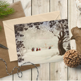  Victoriaans Kerstmis Winter Scene Feestdagenkaart
