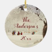  Victoriaans Kerstmis Winter Scene Keramisch Ornament (Achterkant)