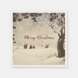  Victoriaans Kerstmis Winter Scene Servet