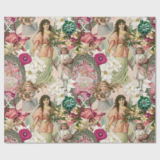 Victoriaans kerstmug cadeaupapier (Vlak)