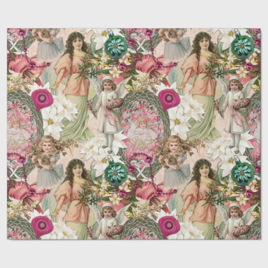 Victoriaans kerstmug cadeaupapier (Zoom)